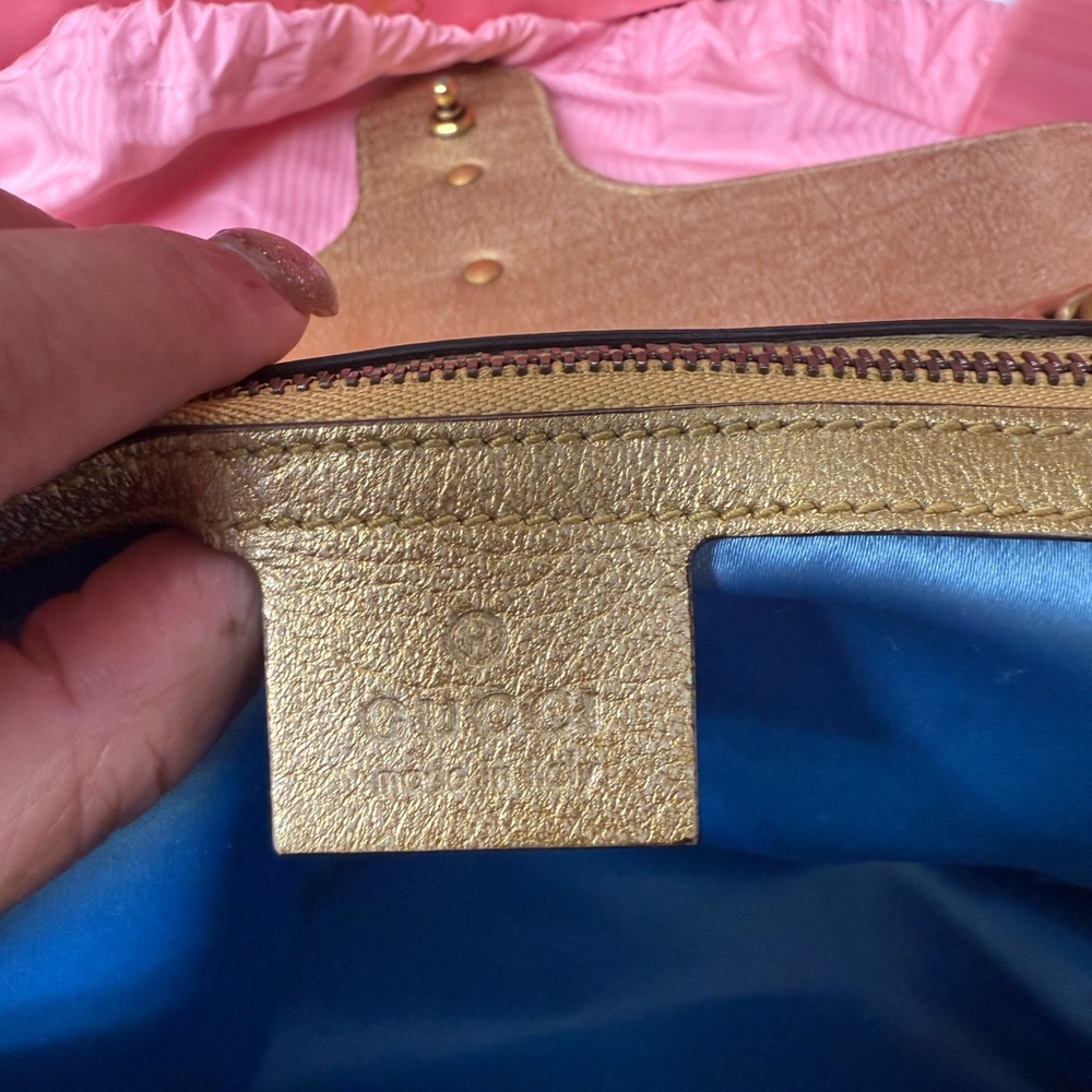 Gucci Pink and Gold Chevron Quilted Shoulder Bag - Picture 12 of 16
